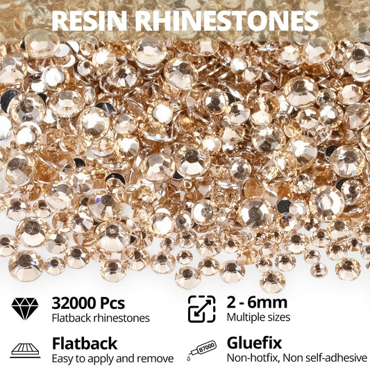 Worthofbest organized 24-grid case displaying sorted rhinestone sizes for fast access