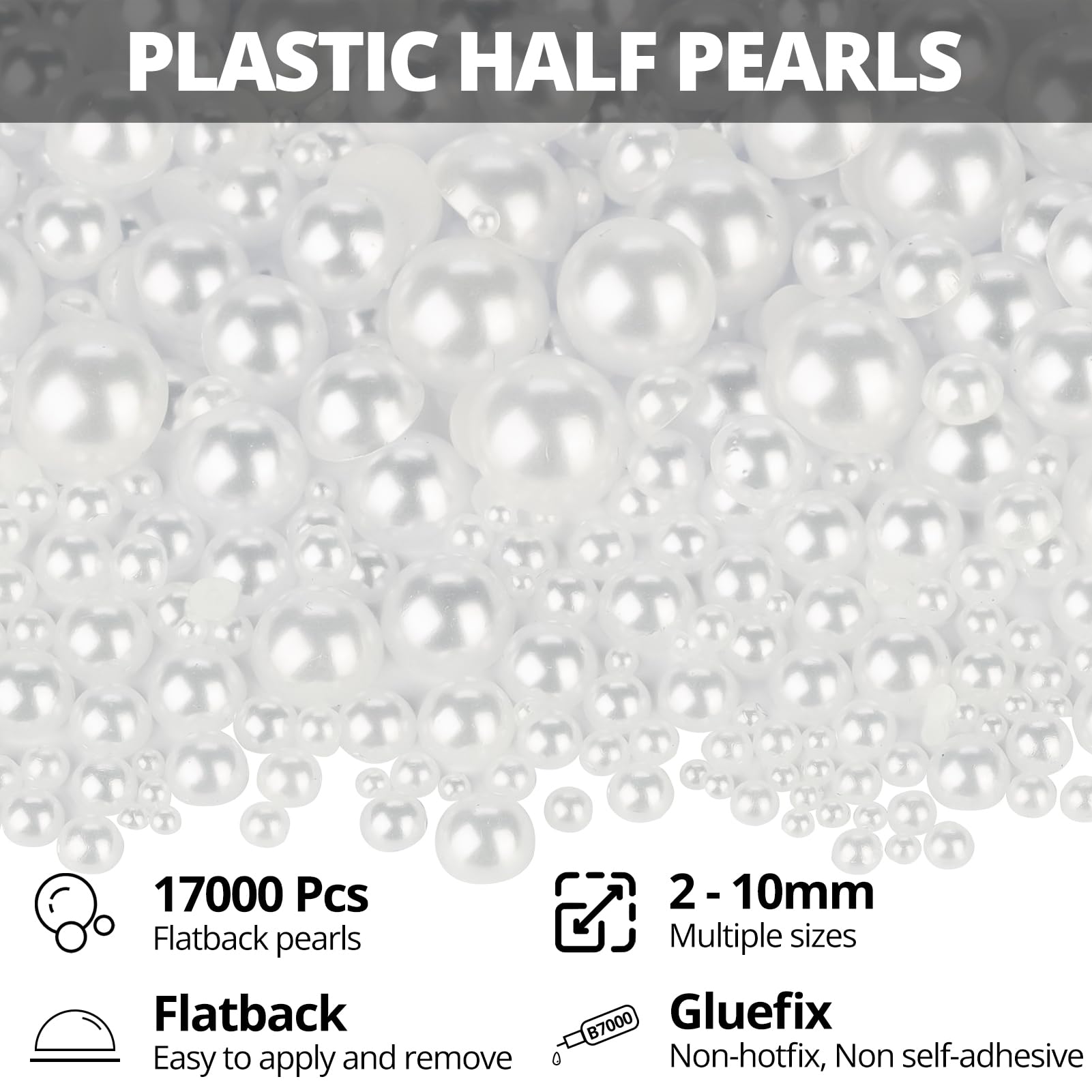 Worthofbest close-up of white flatback pearl texture showing smooth glossy finish