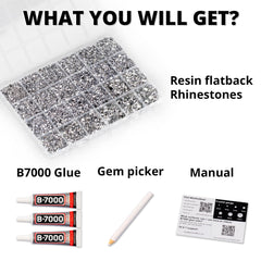 Worthofbest 24-compartment organizer with sorted rhinestones for quick access