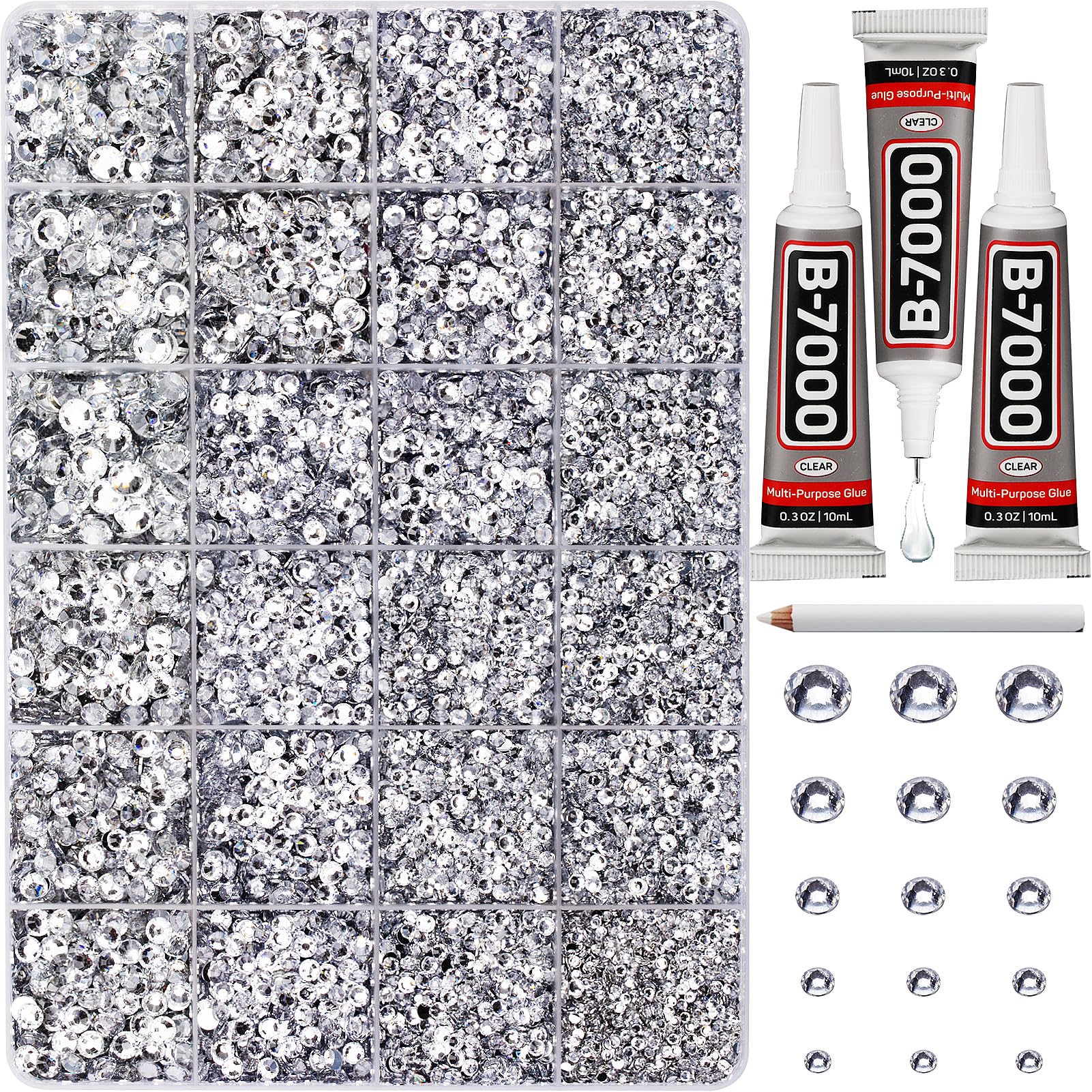 Worthofbest front packaging showing full rhinestone kit and tools for easy crafting