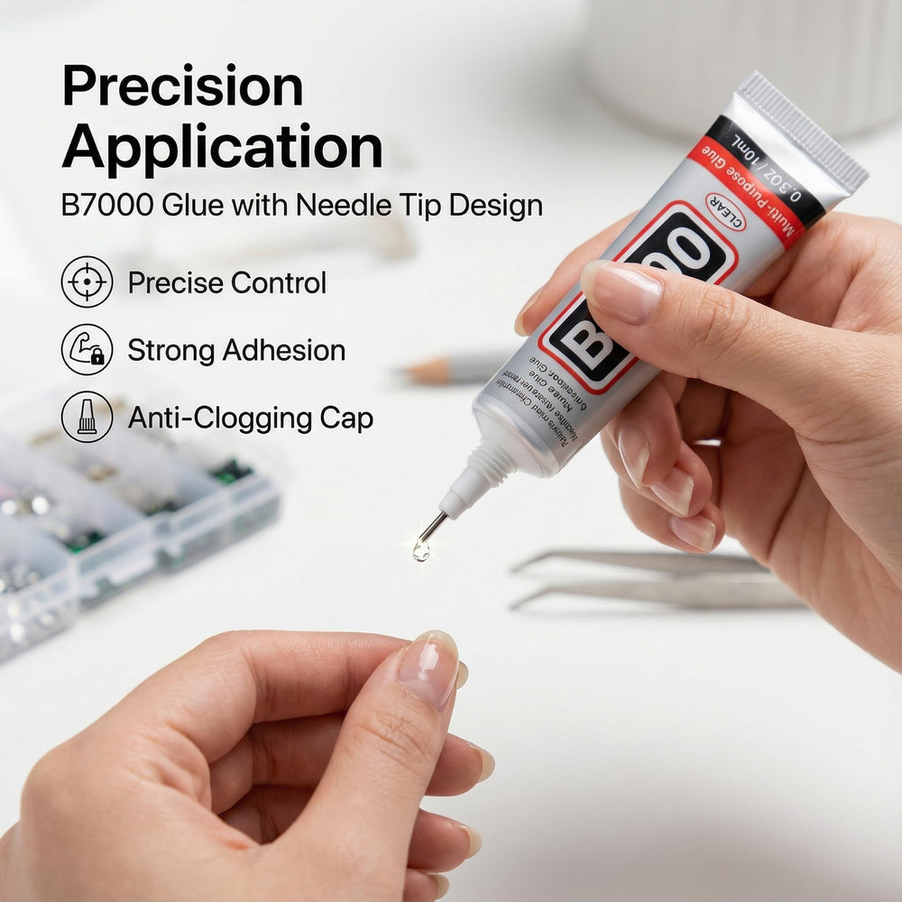 Worthofbest tweezers wax picker and B-7000 glue tools, enables accurate placement and strong bond