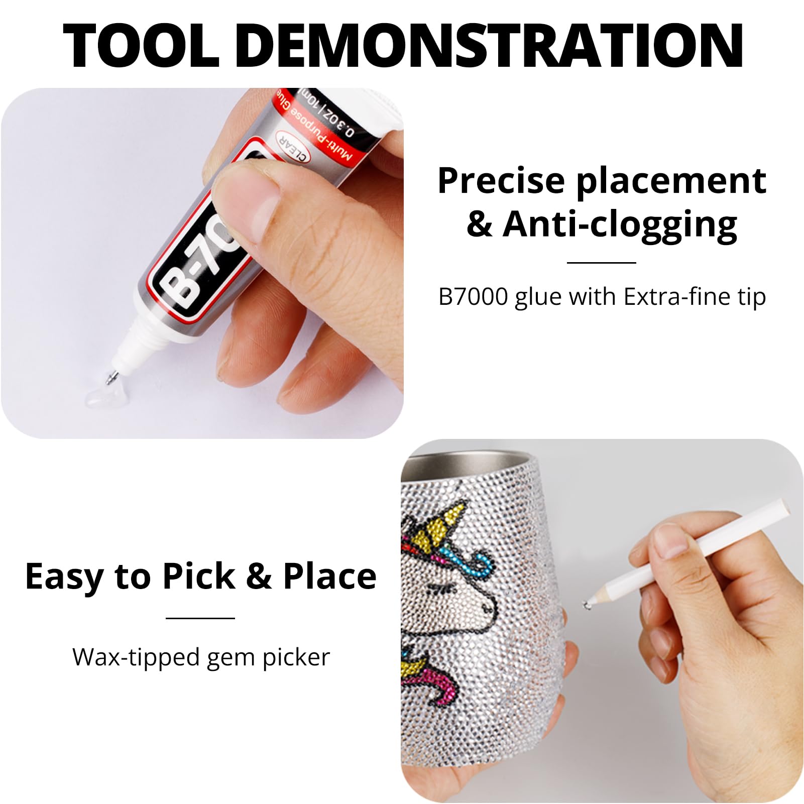 Worthofbest wax-tipped gem picker placing a rhinestone precisely, enabling neat accurate application