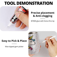 Worthofbest wax-tipped gem picker placing a rhinestone precisely, enabling neat accurate application