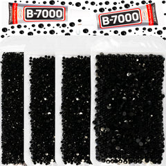 Worthofbest front packaging showing full black rhinestone kit and organized packs for convenience