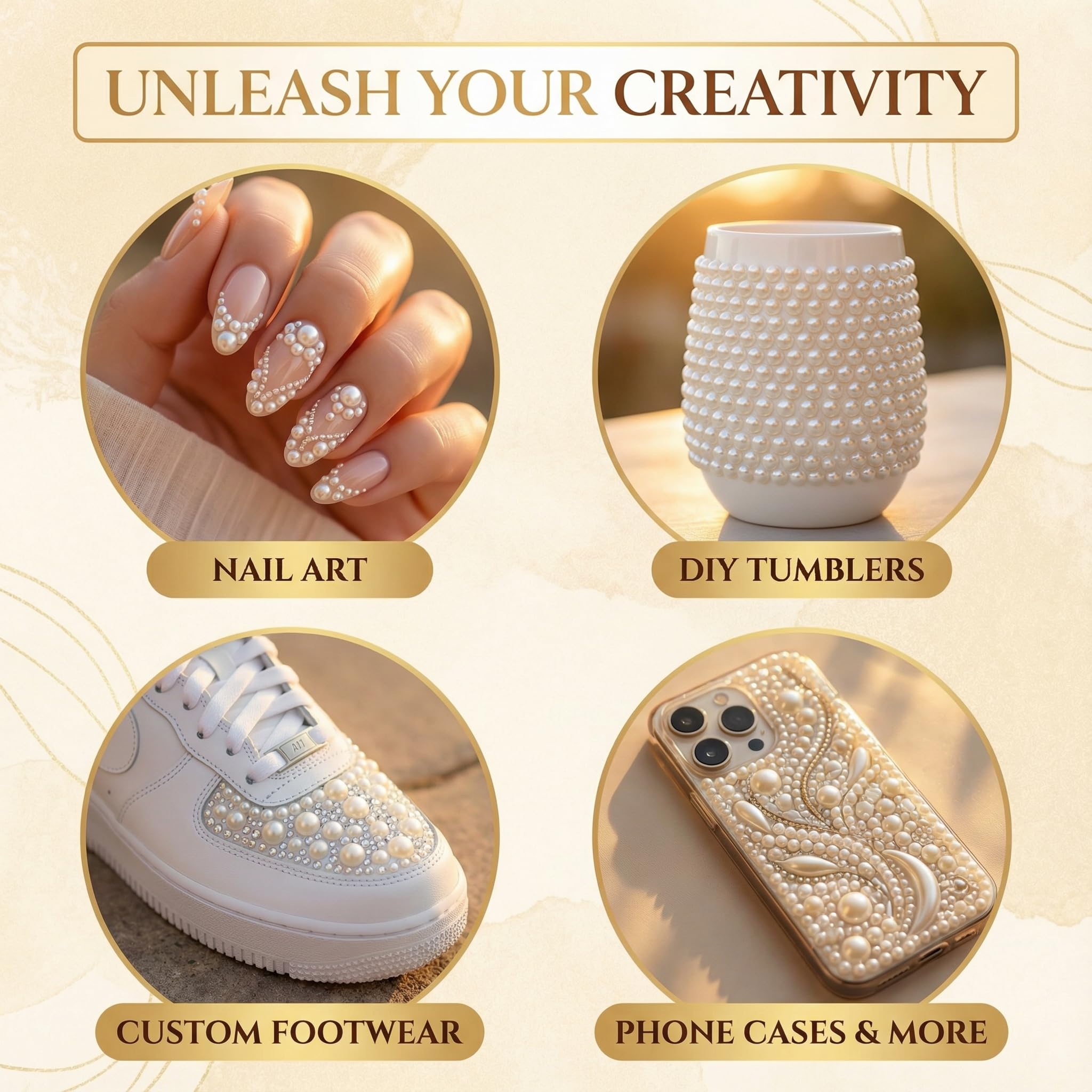 Worthofbest application on a nail showing pearl placement and decorative impact