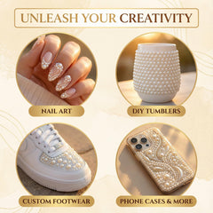 Worthofbest application on a nail showing pearl placement and decorative impact