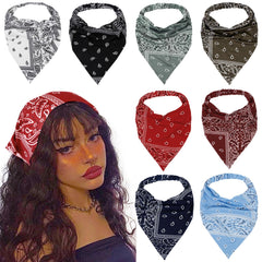 WOVOWOVO front packaging showing eight colorful paisley headscarves, clear set benefit