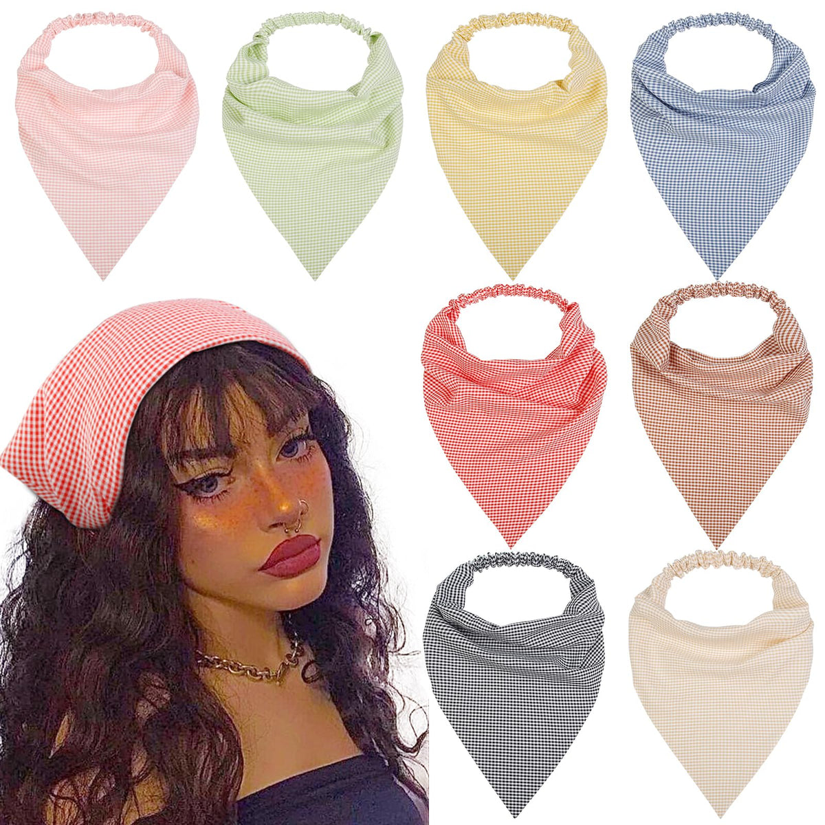 WOVOWOVO front packaging showing eight plaid headbands and variety