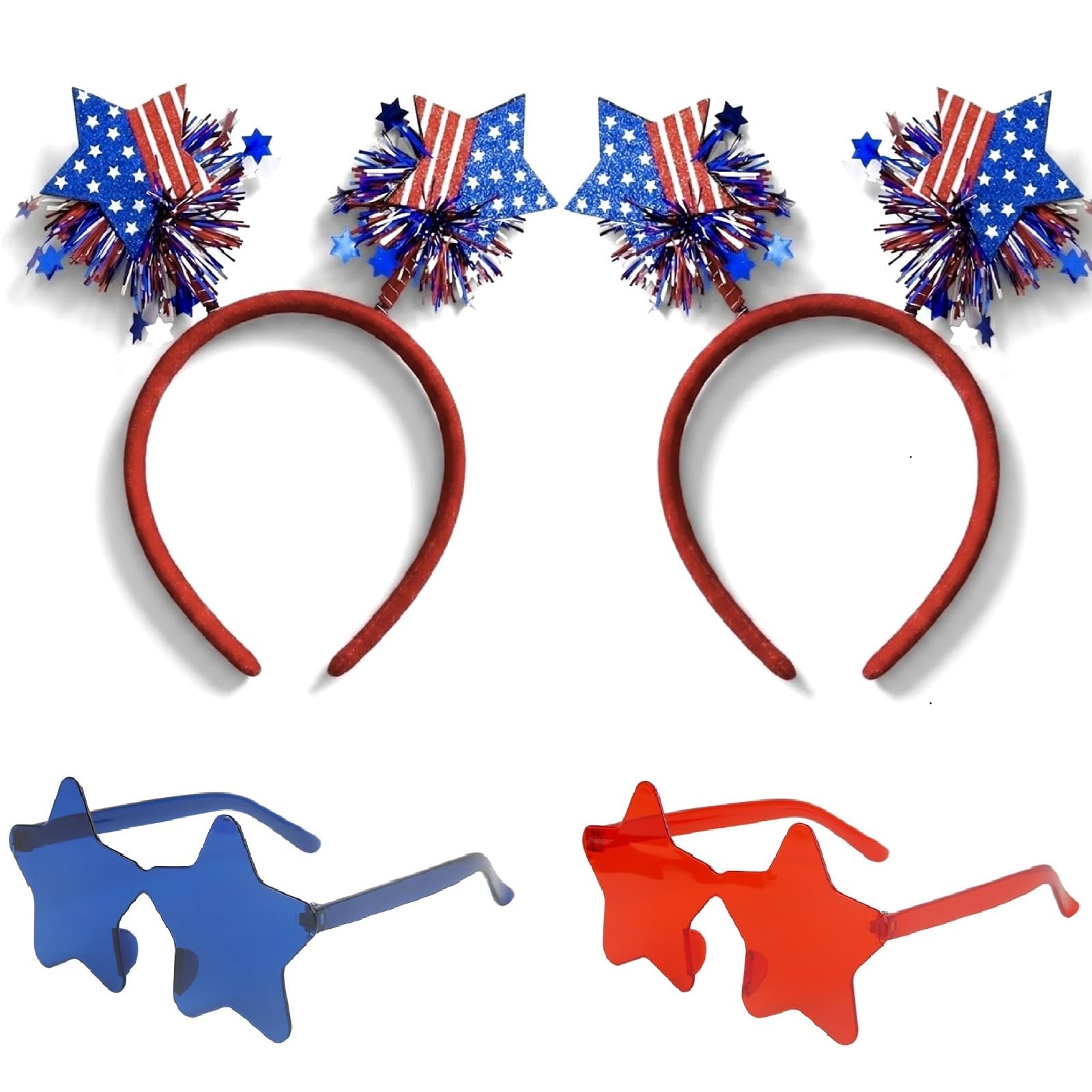WOVOWOVO front pack view showing the full 4-piece patriotic accessory set for easy gifting