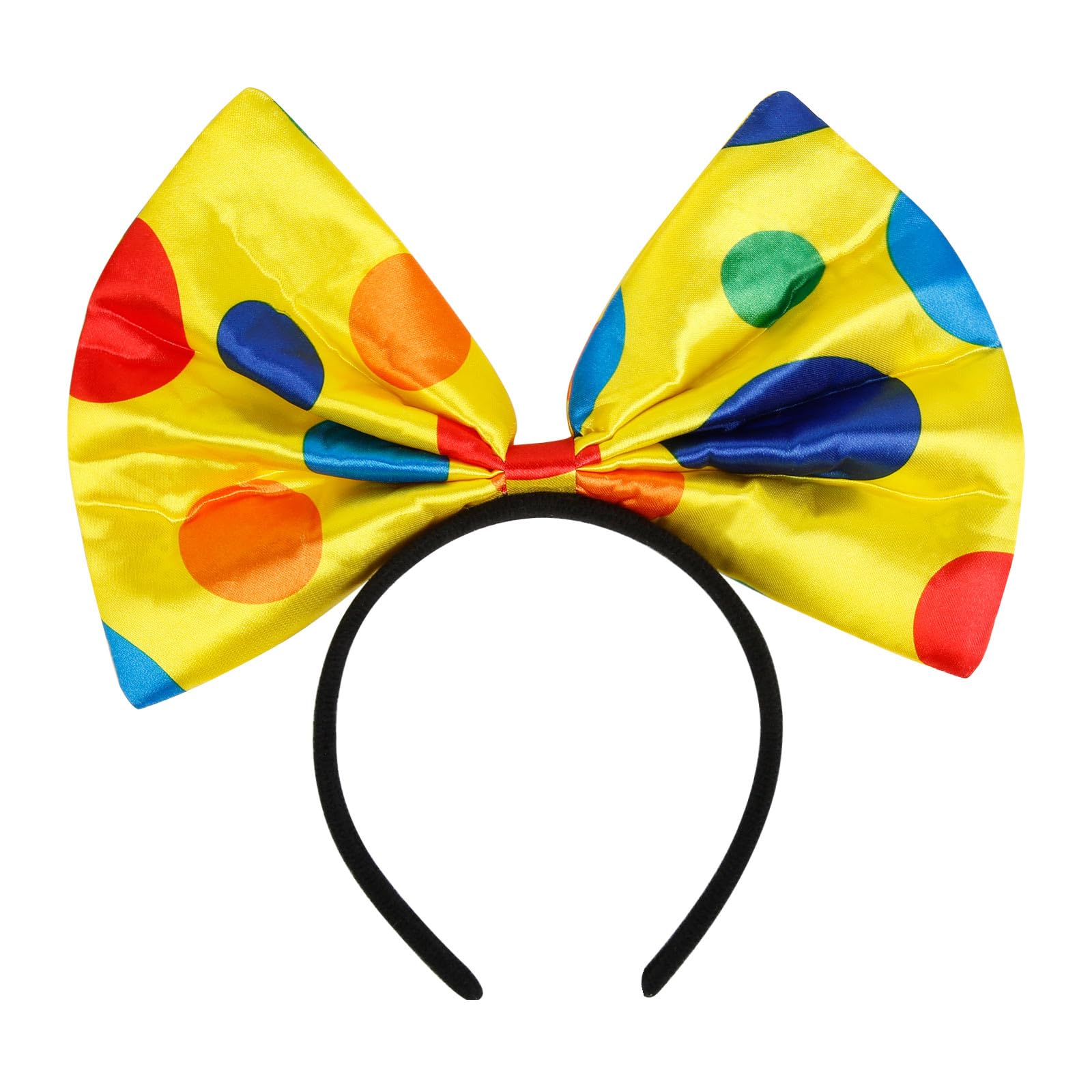 WOVOWOVO front view giant bow headband showing bold polka dots and bright color