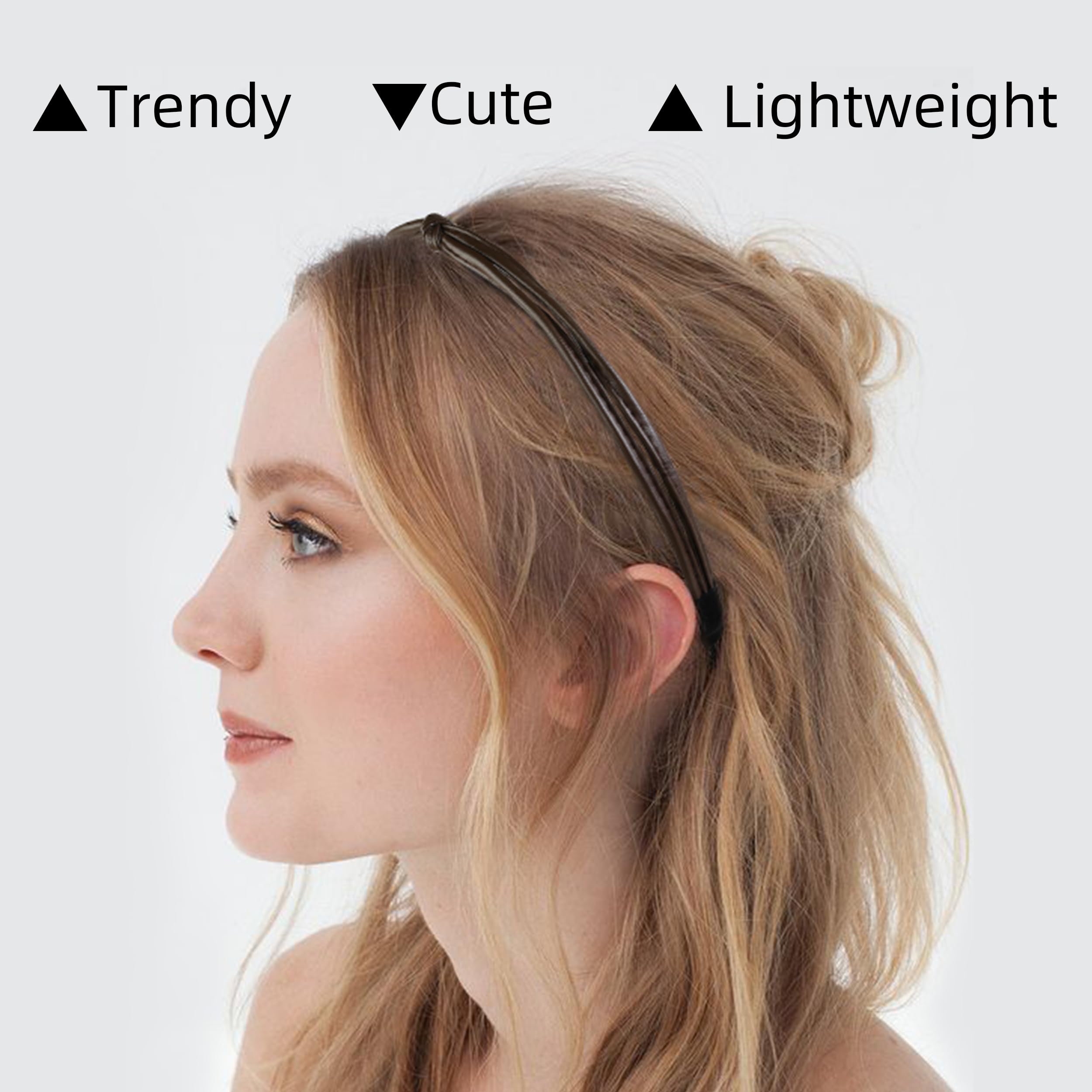 WOVOWOVO headband on long hair demonstrating sleek hold and polished look
