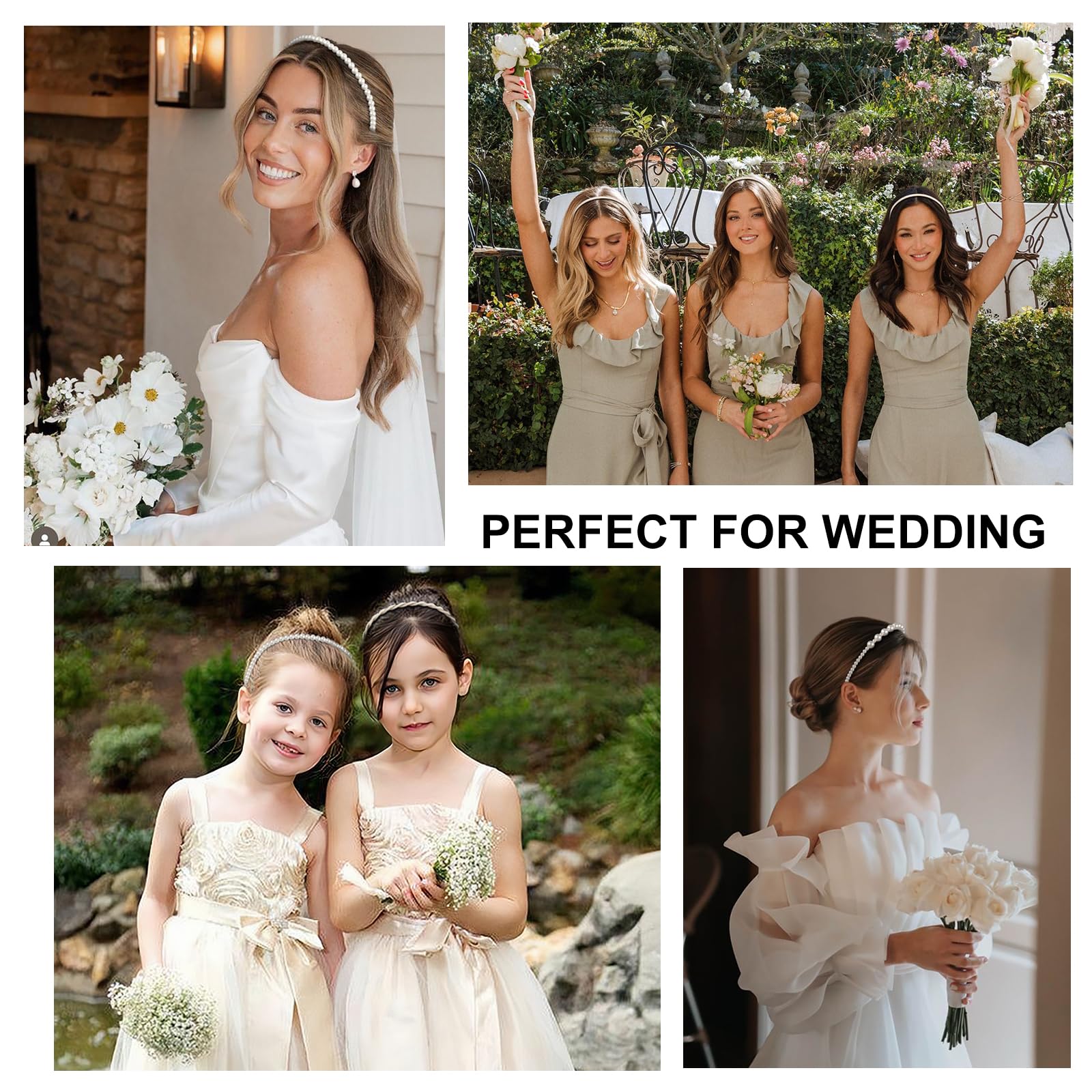 WOVOWOVO bride wearing headband adding polished wedding accessory