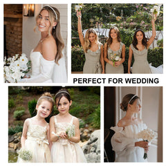 WOVOWOVO bride wearing headband adding polished wedding accessory