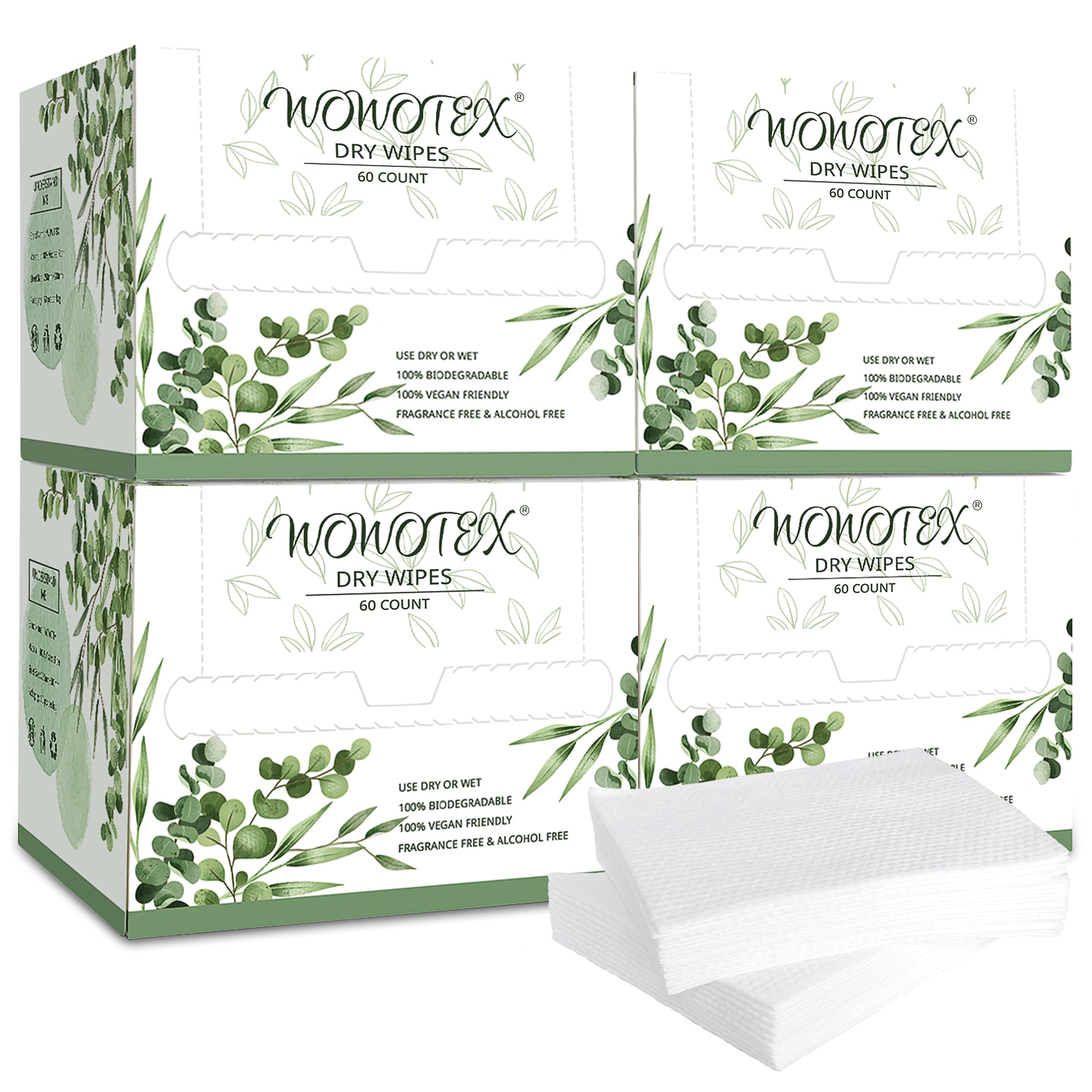 WOWOTEX front packaging box showing 4-box 240-count convenience