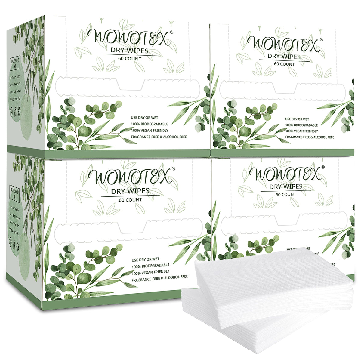 WOWOTEX front packaging box showing 4-box 240-count convenience