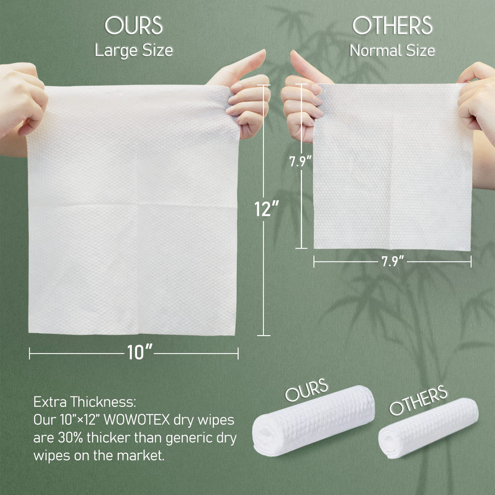 WOWOTEX single towel flat lay showing full 10x12 inch coverage
