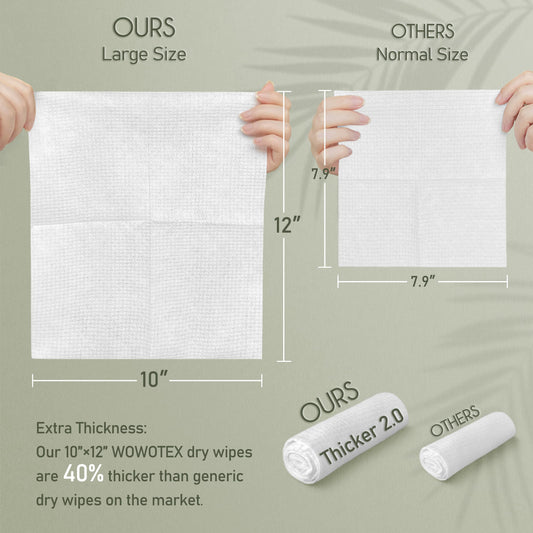 WOWOTEX single unfolded towel showing full 10x12 inch size and absorbency