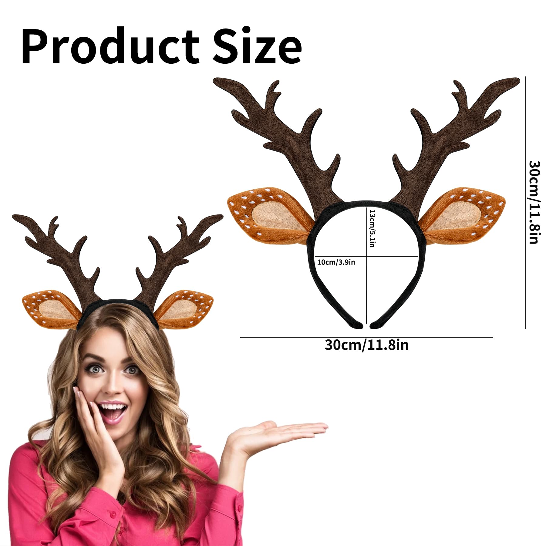 woxafo close-up of felt antlers highlighting stitched detail and natural appearance benefit