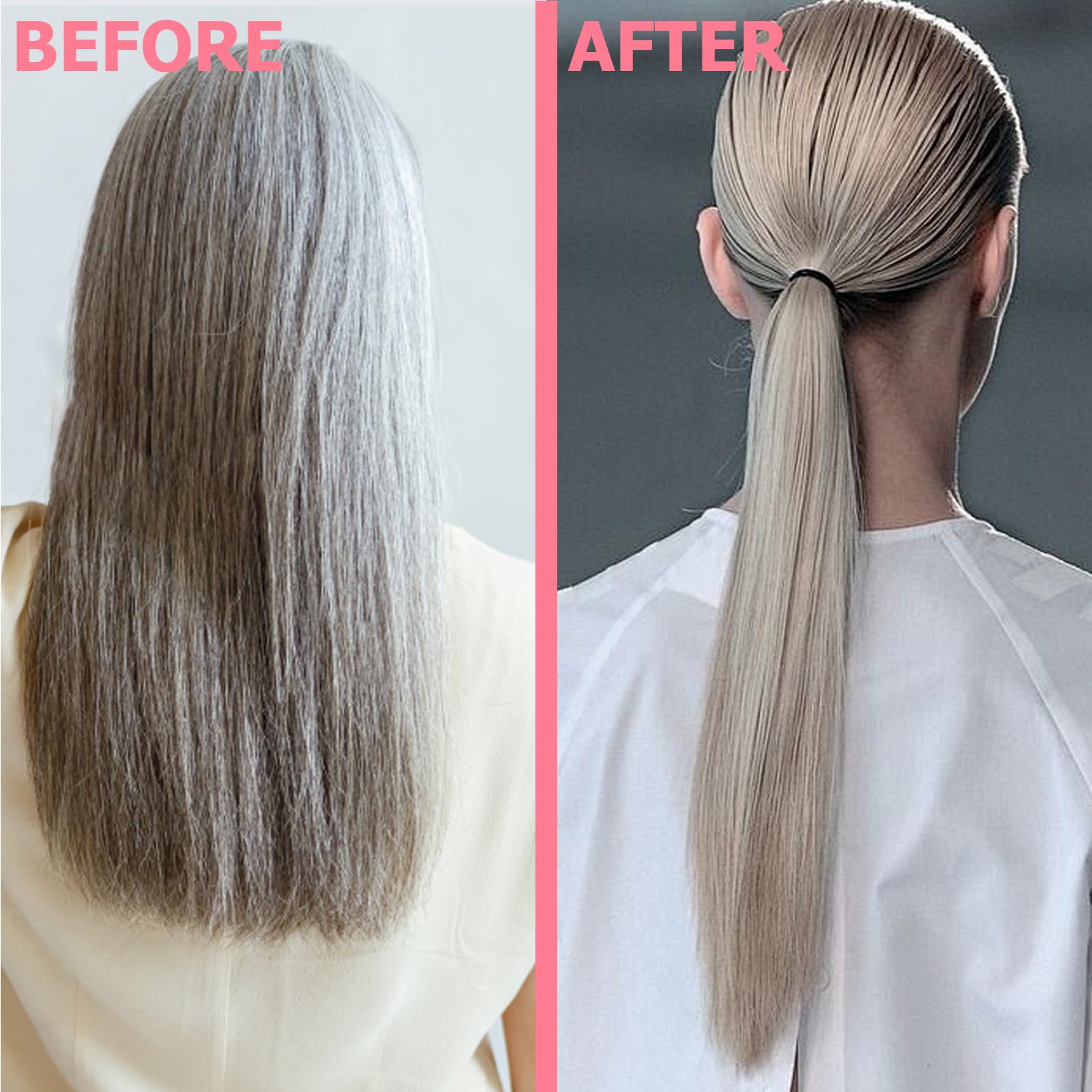WOZUTUNT application on damp hair illustrating frizz control and smoothness