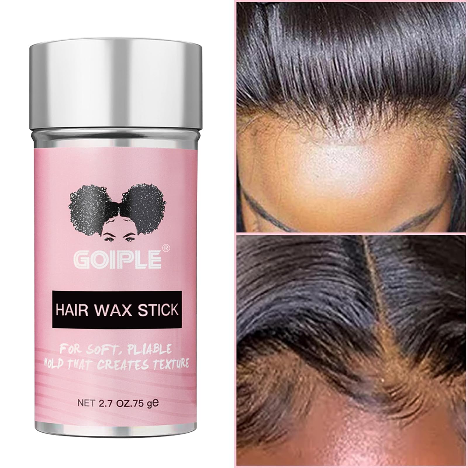 WOZUTUNT before and after edge lay comparison showing sleek hairline and reduced flyaways benefit
