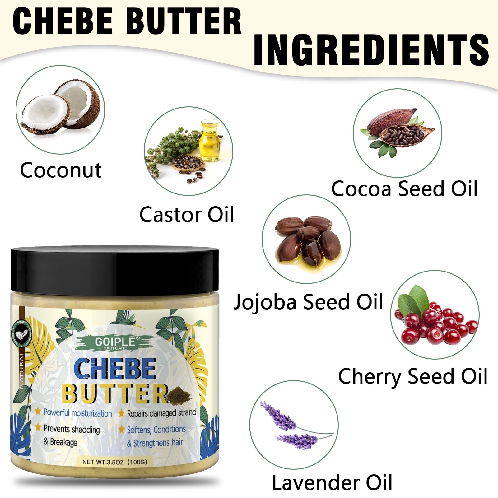 WOZUTUNT ingredient focus display highlighting natural chebe-inspired components