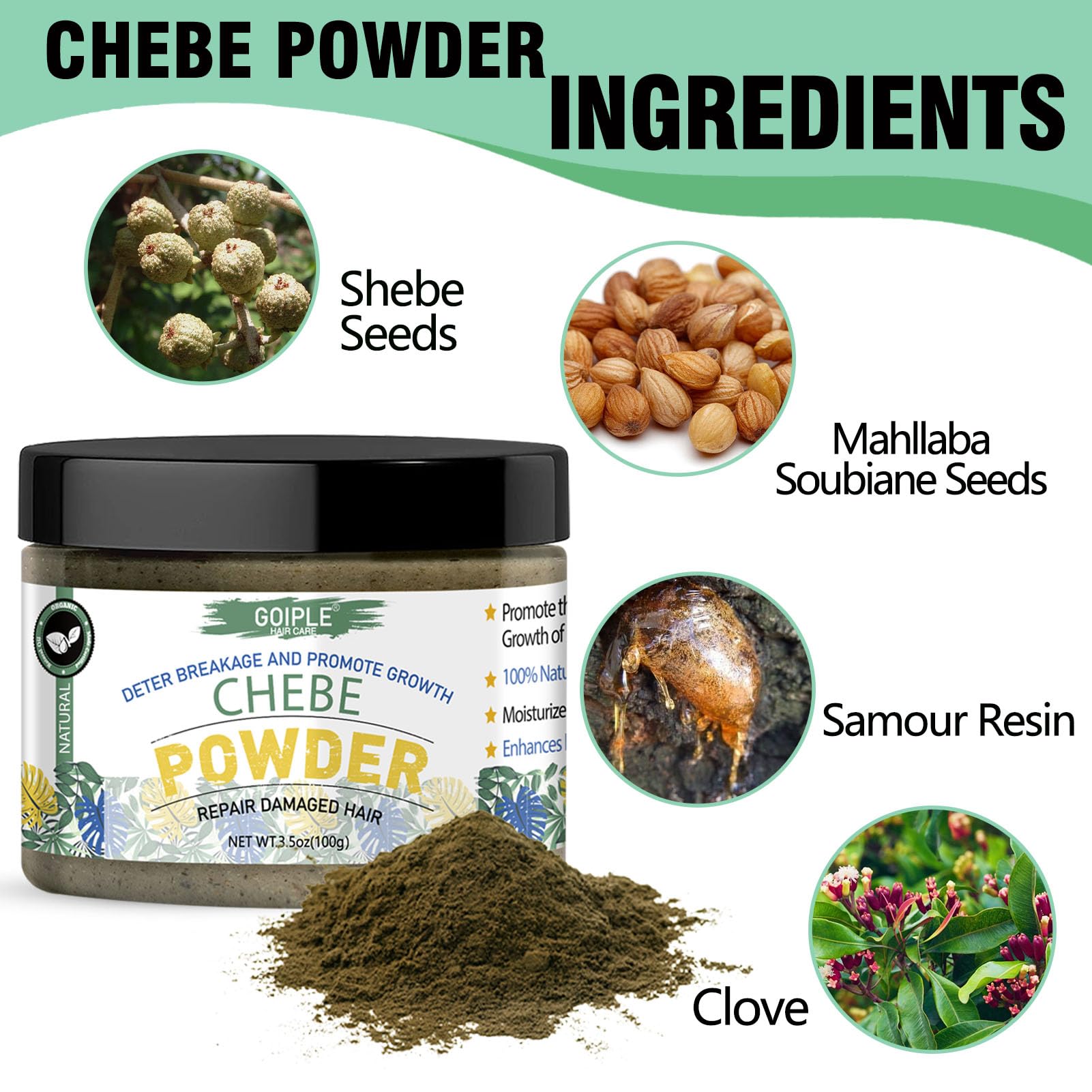 WOZUTUNT close-up powder texture illustrating fine organic herbal blend