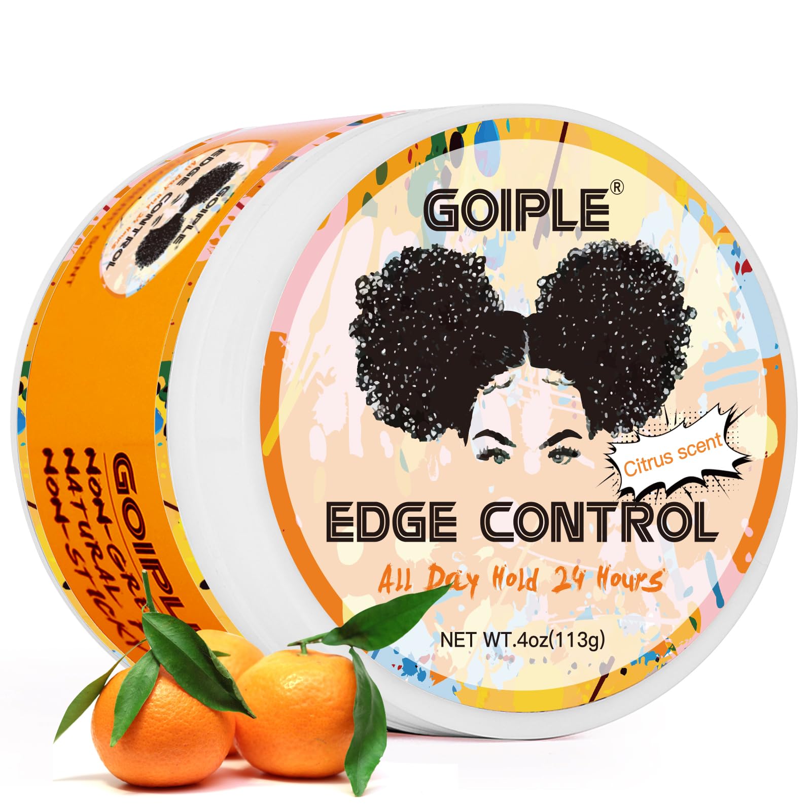 WOZUTUNT edge control front jar showing label and strong-hold benefit