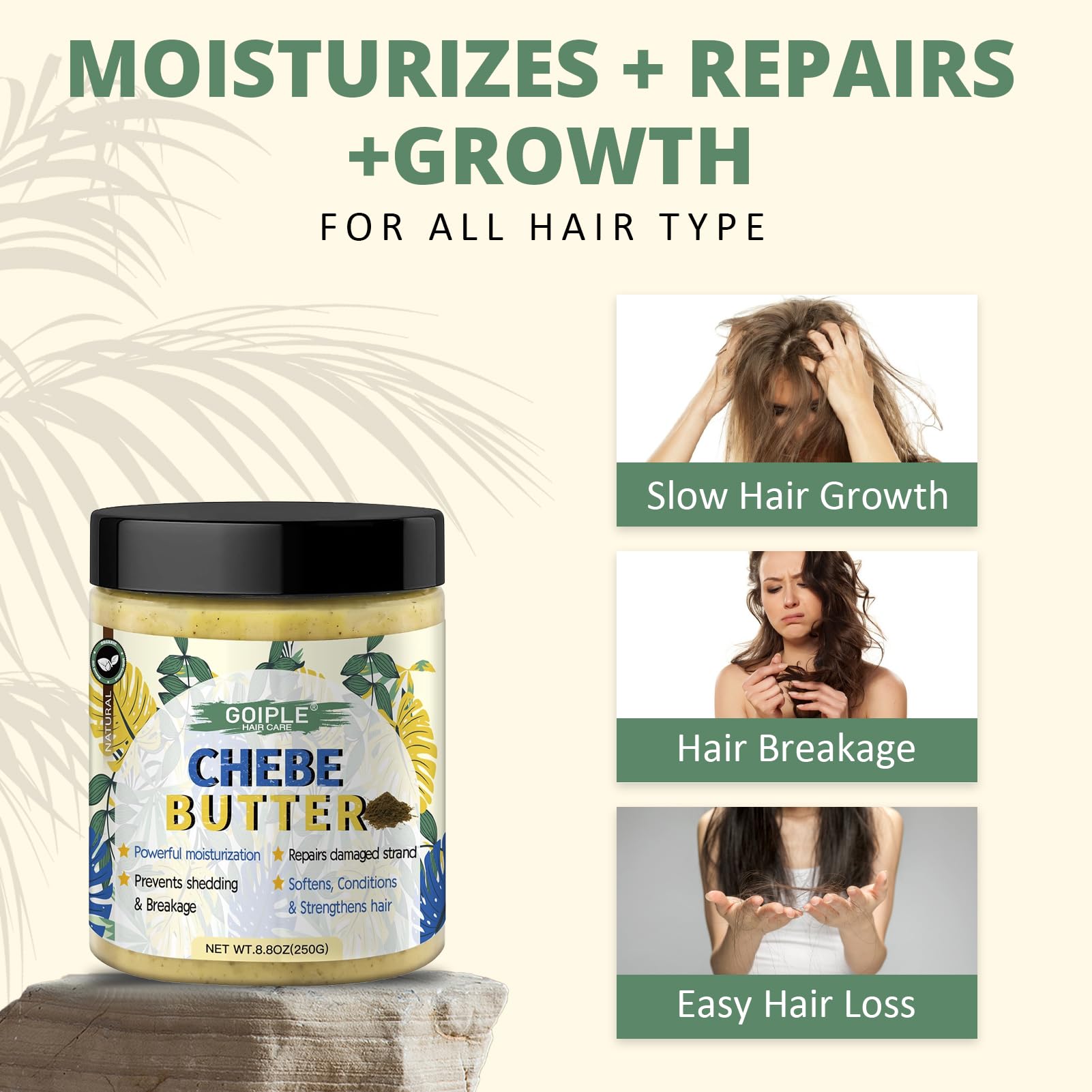 WOZUTUNT applying chebe butter to hair to reduce breakage
