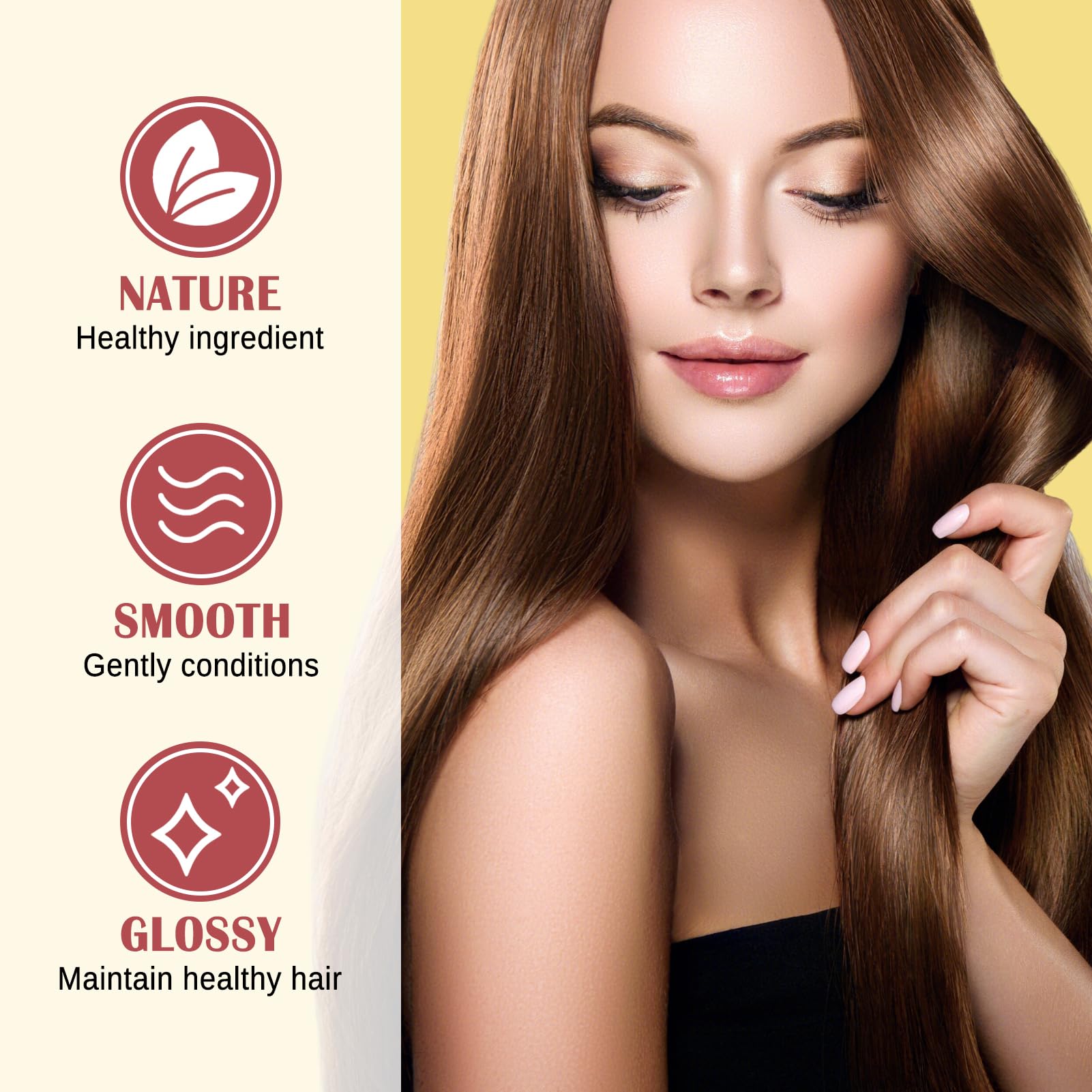 WOZUTUNT applied before flat iron to reduce friction during styling