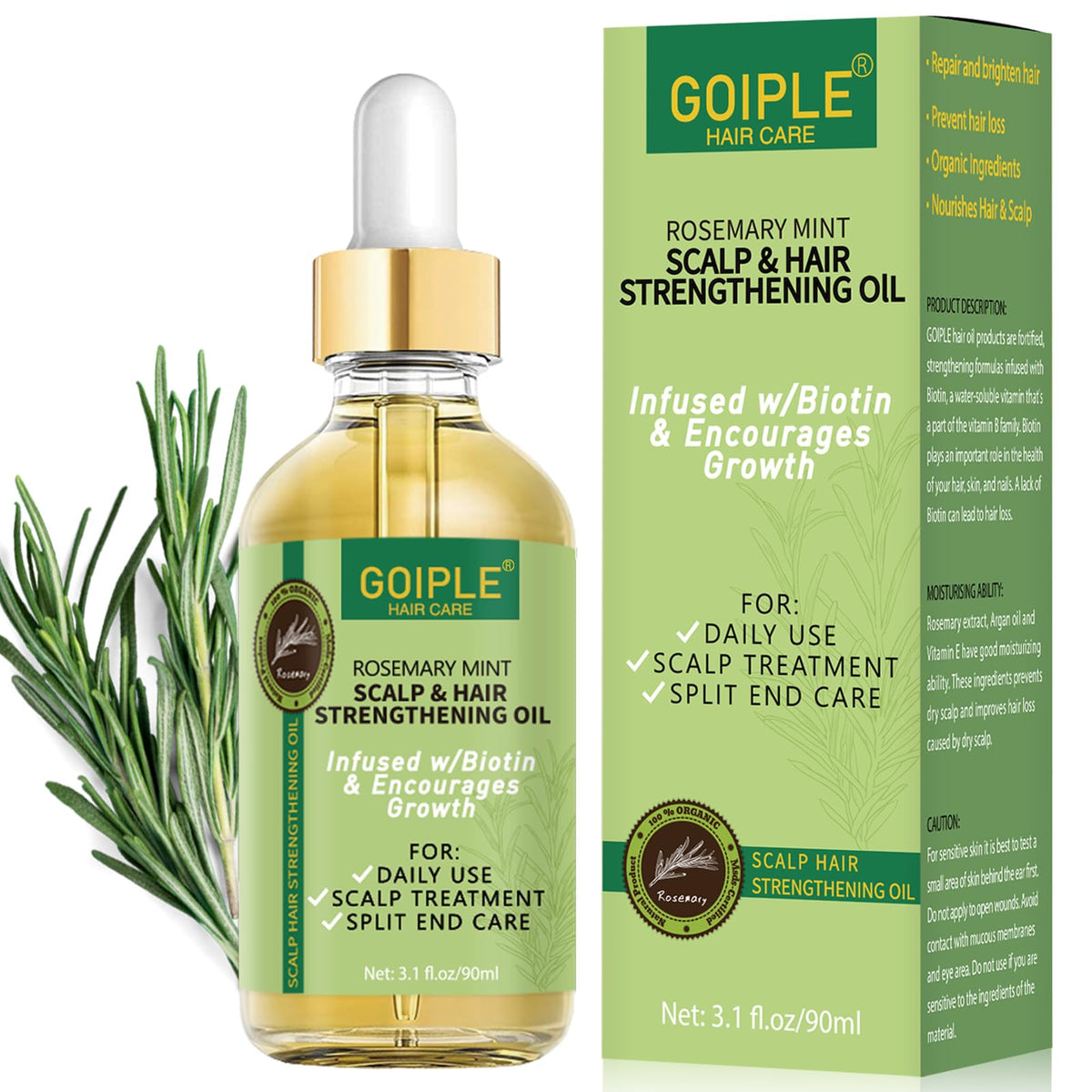 WOZUTUNT bottle front view showing rosemary oil for easy identification and care