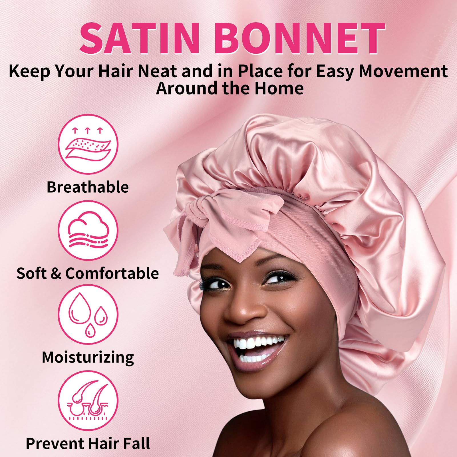 WOZUTUNT satin braid bonnet fabric texture protecting styles and reducing frizz