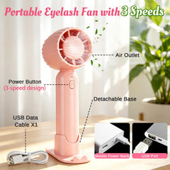 WOZUTUNT USB mini fan front angle, rechargeable fast-drying for delicate lashes