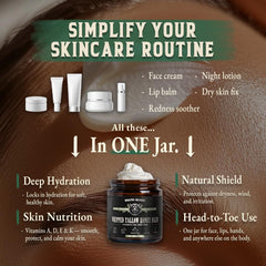 Wrath & Remedy balm spread on hand, demonstrates moisturizing benefit