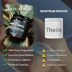 Wrath & Remedy jar on bathroom counter, suggests daily routine convenience benefit