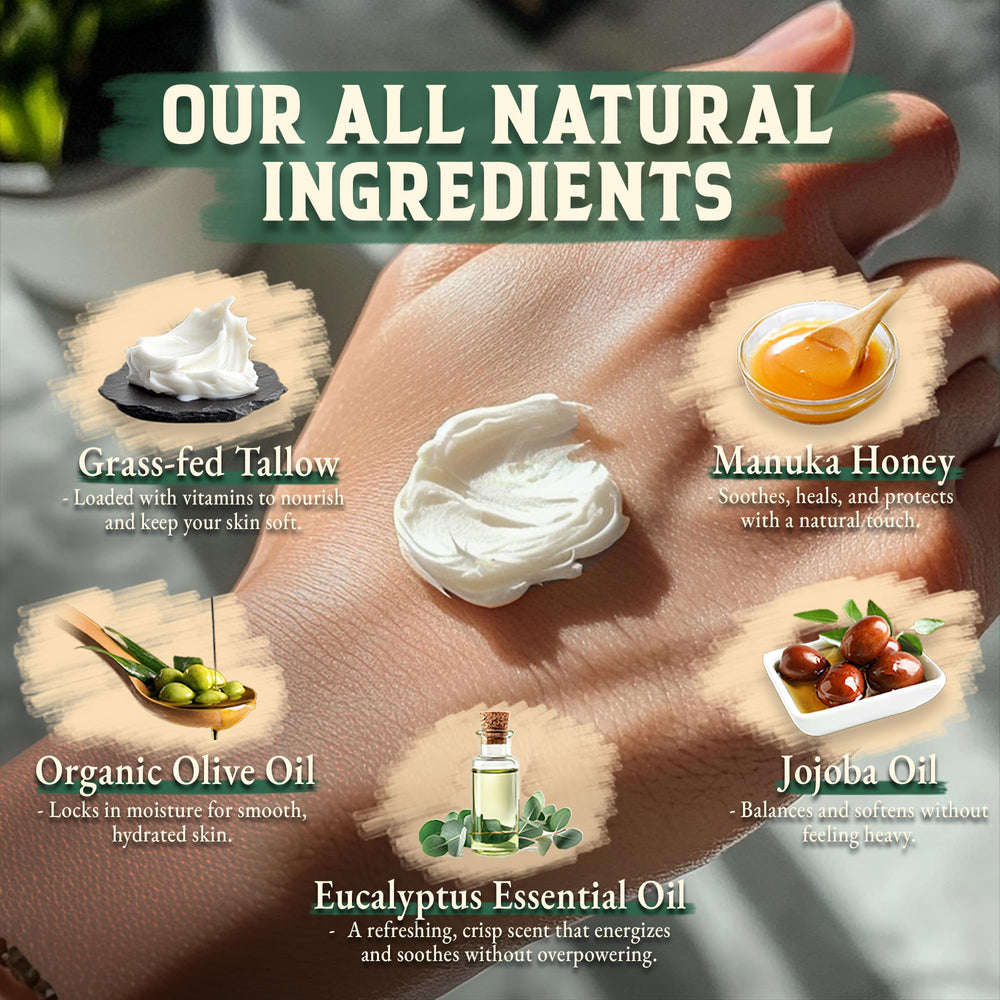 Wrath & Remedy ingredients laid out, showing organic oils and honey benefit