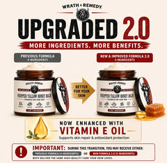 Wrath & Remedy open lid showing golden whipped contents and stable natural formula benefit