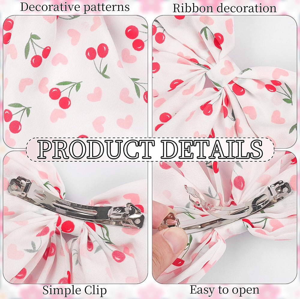 WRBAJIS cherry bow on model ponytail adds playful flair and reliable grip