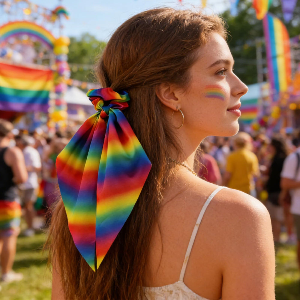 WRBAJIS worn in ponytail demonstrates secure hold and color pop