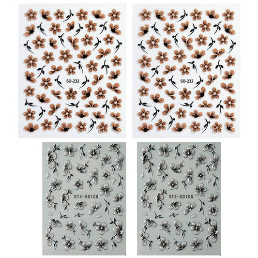 WENEWFINE close-up of black-silver floral decals showing crisp detail and sparkle benefit visibility