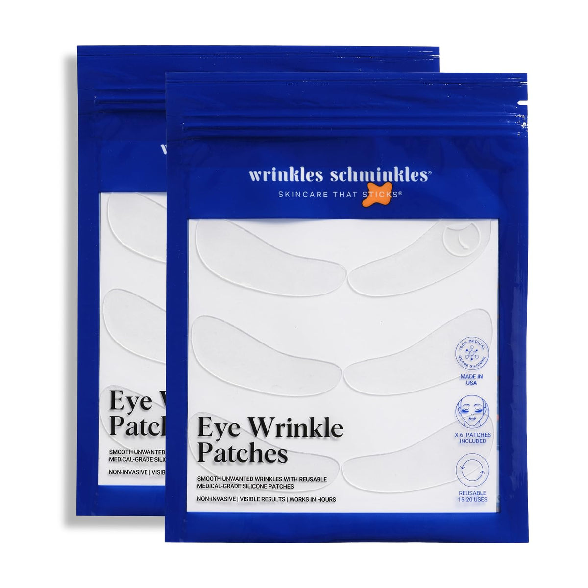 Wrinkles Schminkles front packaging showing product and pairs, quick visible smoothing