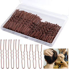 WSICSE front view of brown bun pins in storage box showing quantity and neat packaging benefit