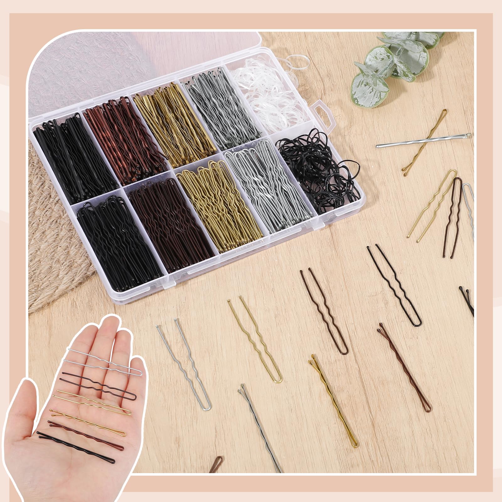WSICSE pins and hair ties next to a ruler to show size and quantity benefit