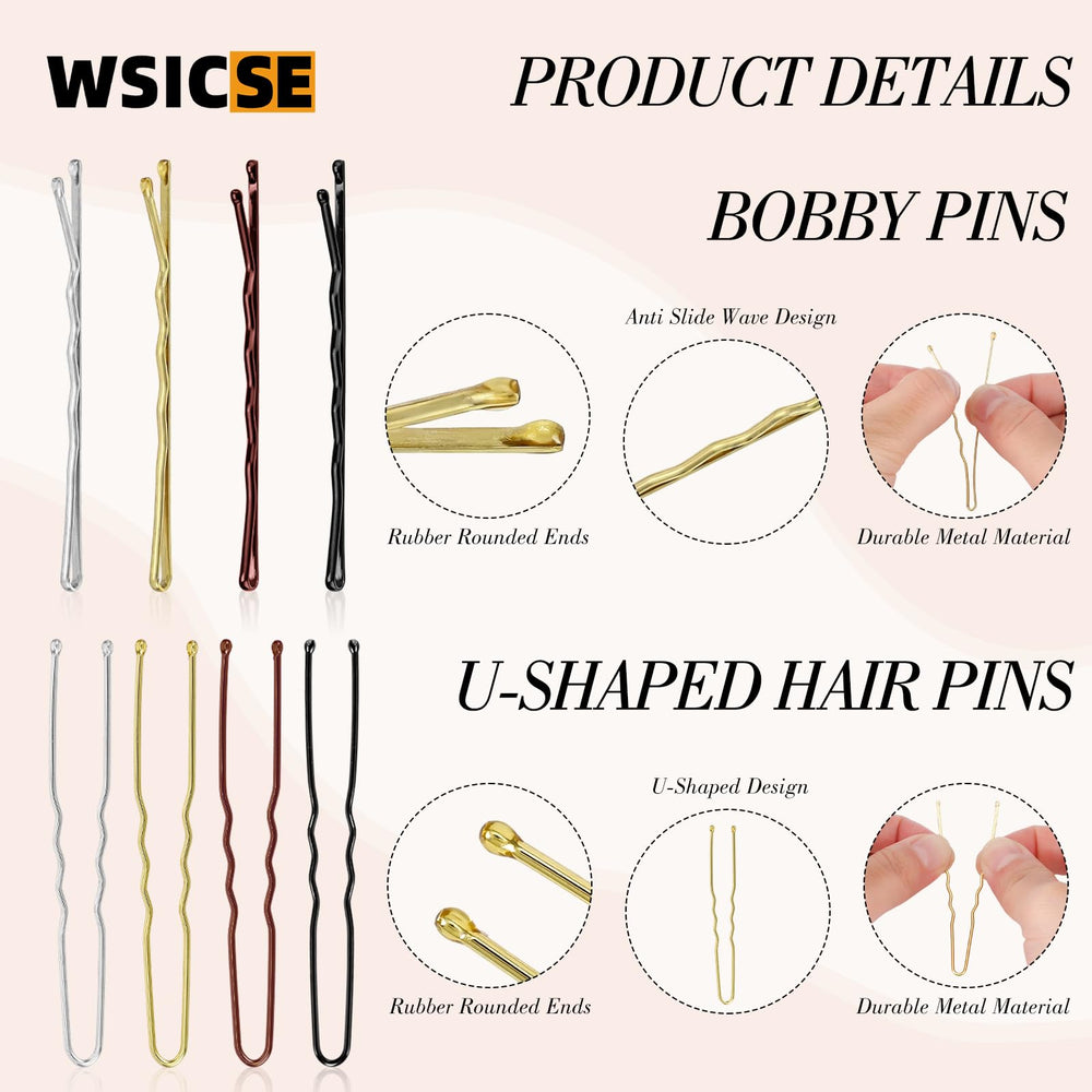 WSICSE U-shaped pins detail showing sturdy wire grip for secure buns