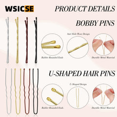 WSICSE U-shaped pins detail showing sturdy wire grip for secure buns