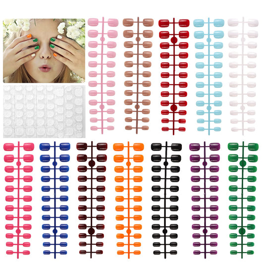 Wsimily front packaging showing 288-piece kids press-on nails and variety benefit