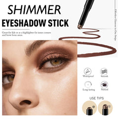 Wugbc eyeshadow stick applied on eyelid demonstrating quick coverage and shimmer