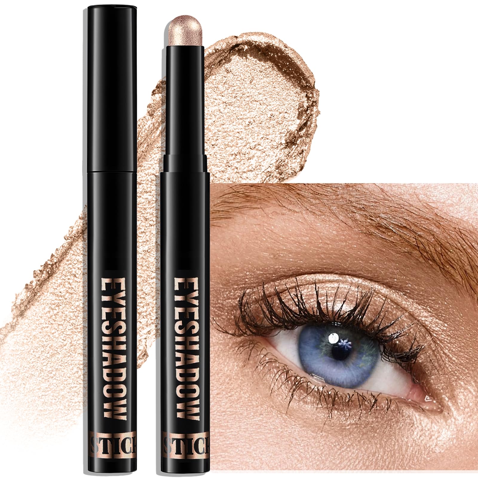Wugbc cream eyeshadow stick front view showing color and shimmer benefit