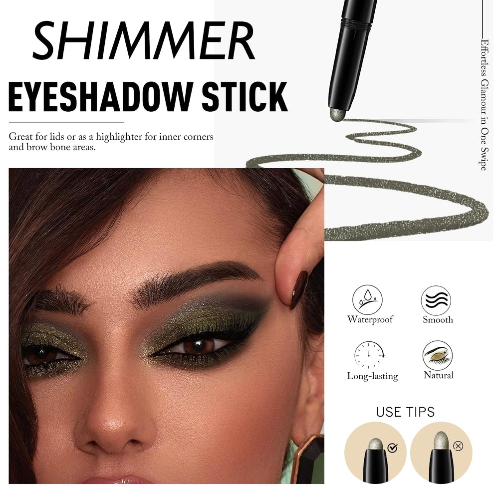 Wugbc swatch of green eyeshadow stick on arm showing intense pigment benefit