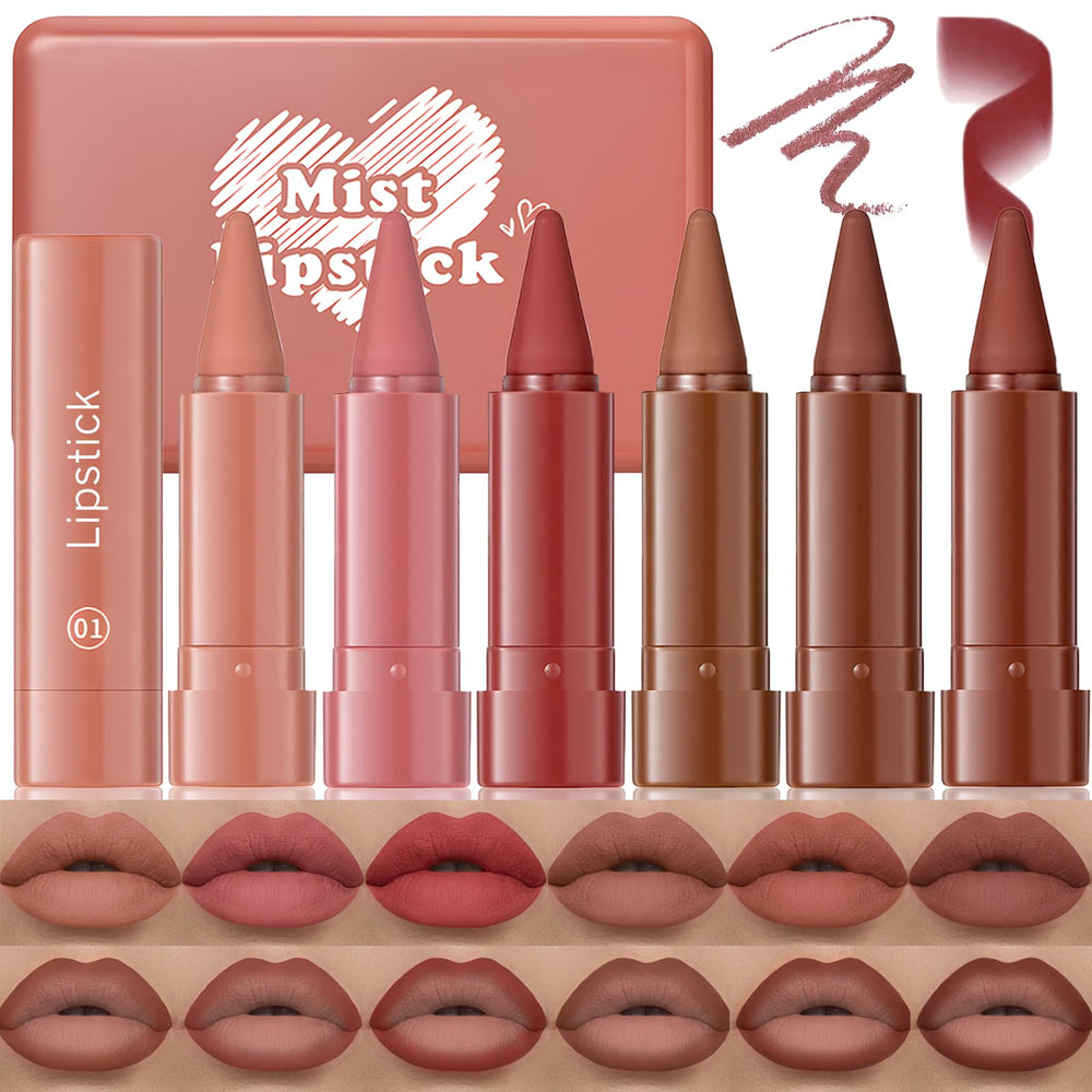 Wugbc front packaging showing six mini lip pencils and matte finish benefit