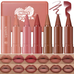 Wugbc front packaging showing six mini lip pencils and matte finish benefit